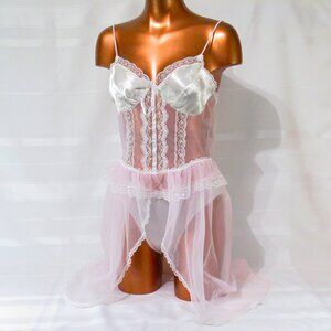 Vintage Nan Flower Satin/Nylon Nightgown - L